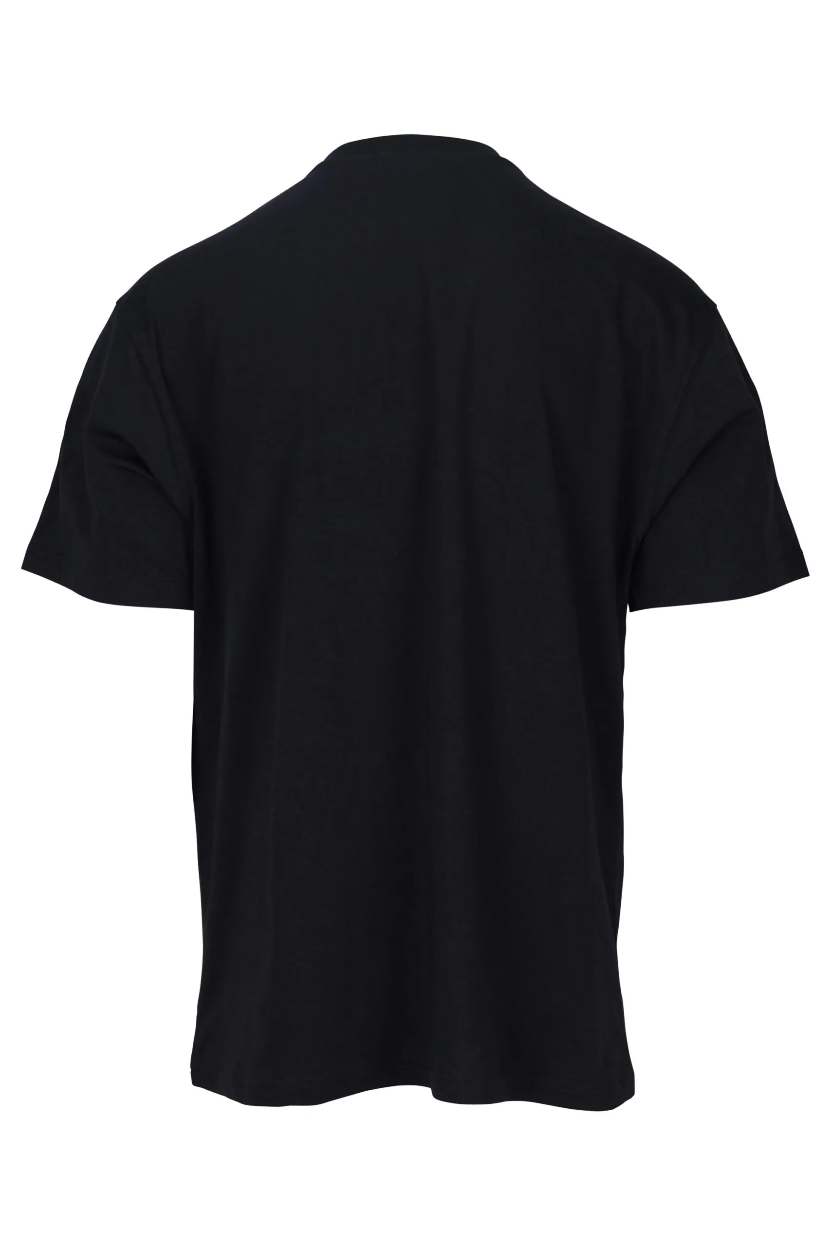Camiseta negra con maxilogo bordado con detalles naranjas