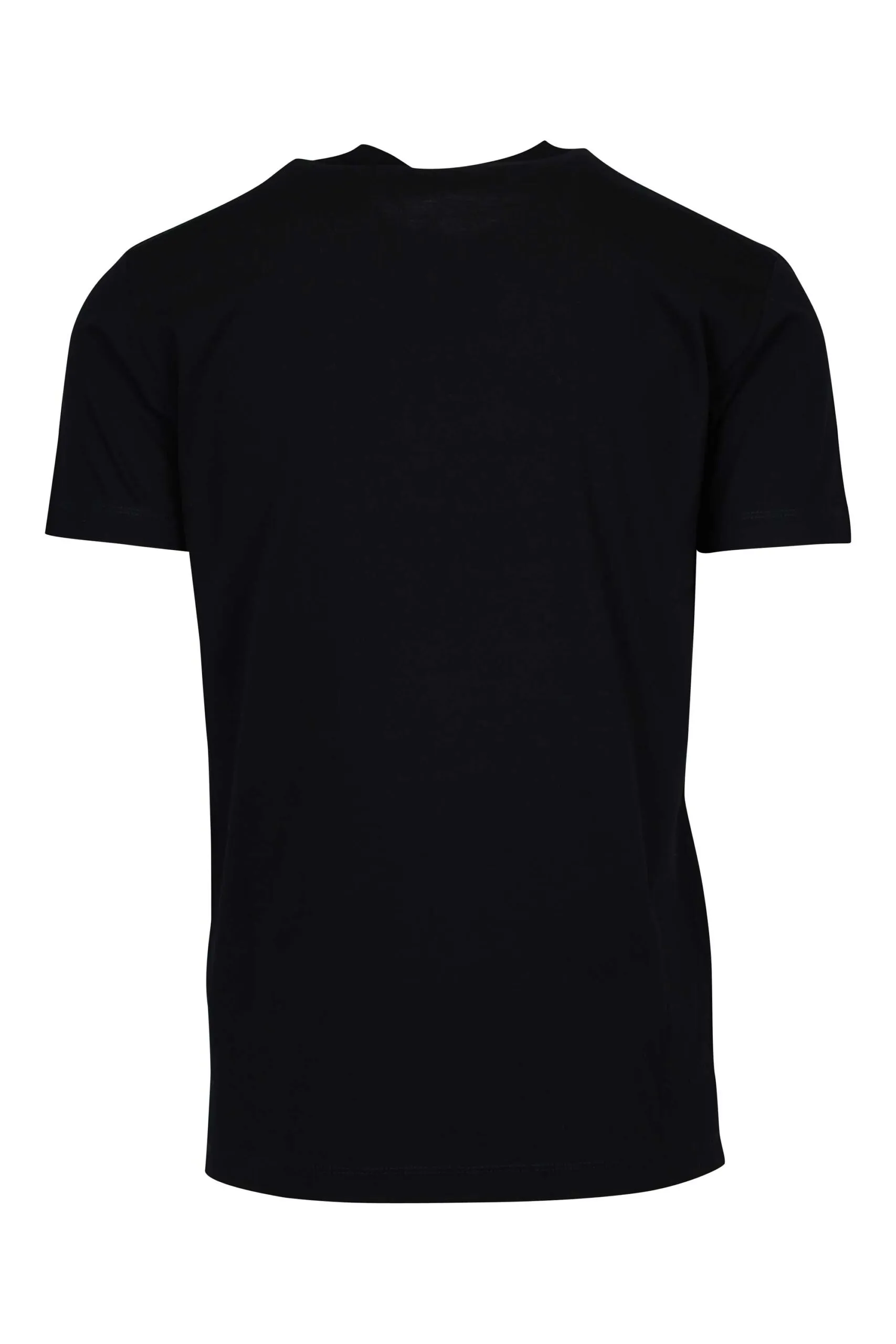 Camiseta negra con maxilogo multicolor retro