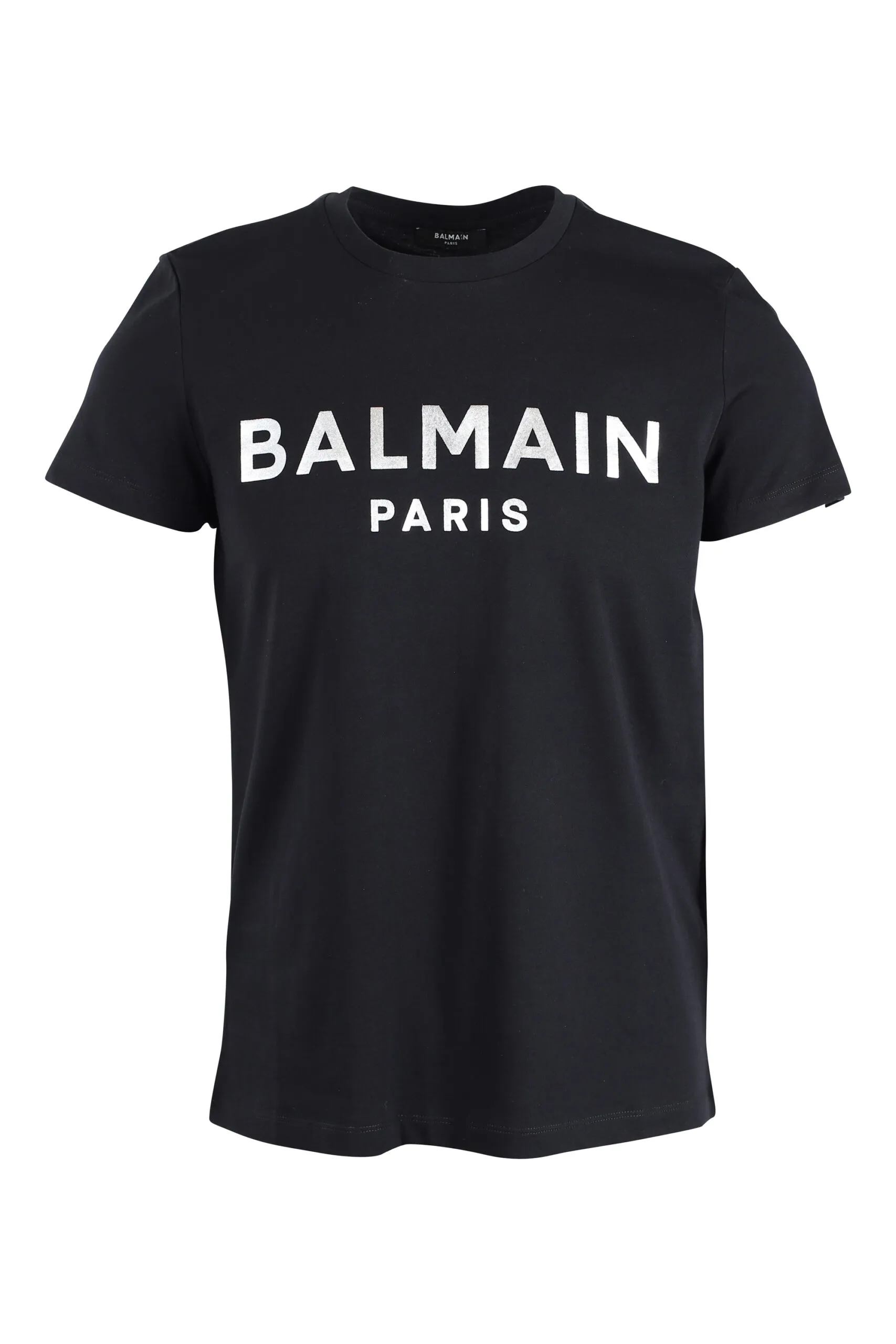 Camiseta negra con maxilogo plateado 