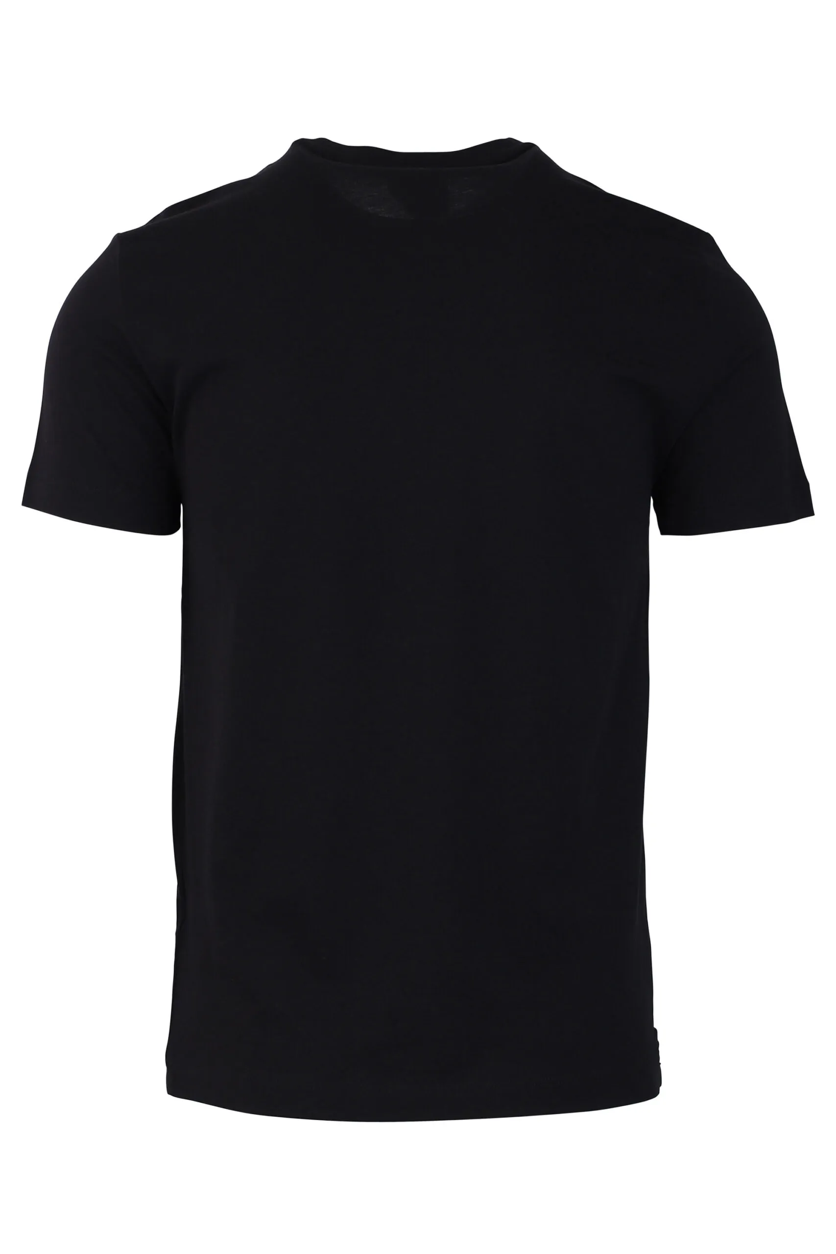 Camiseta negra con minilogo en placa dorado