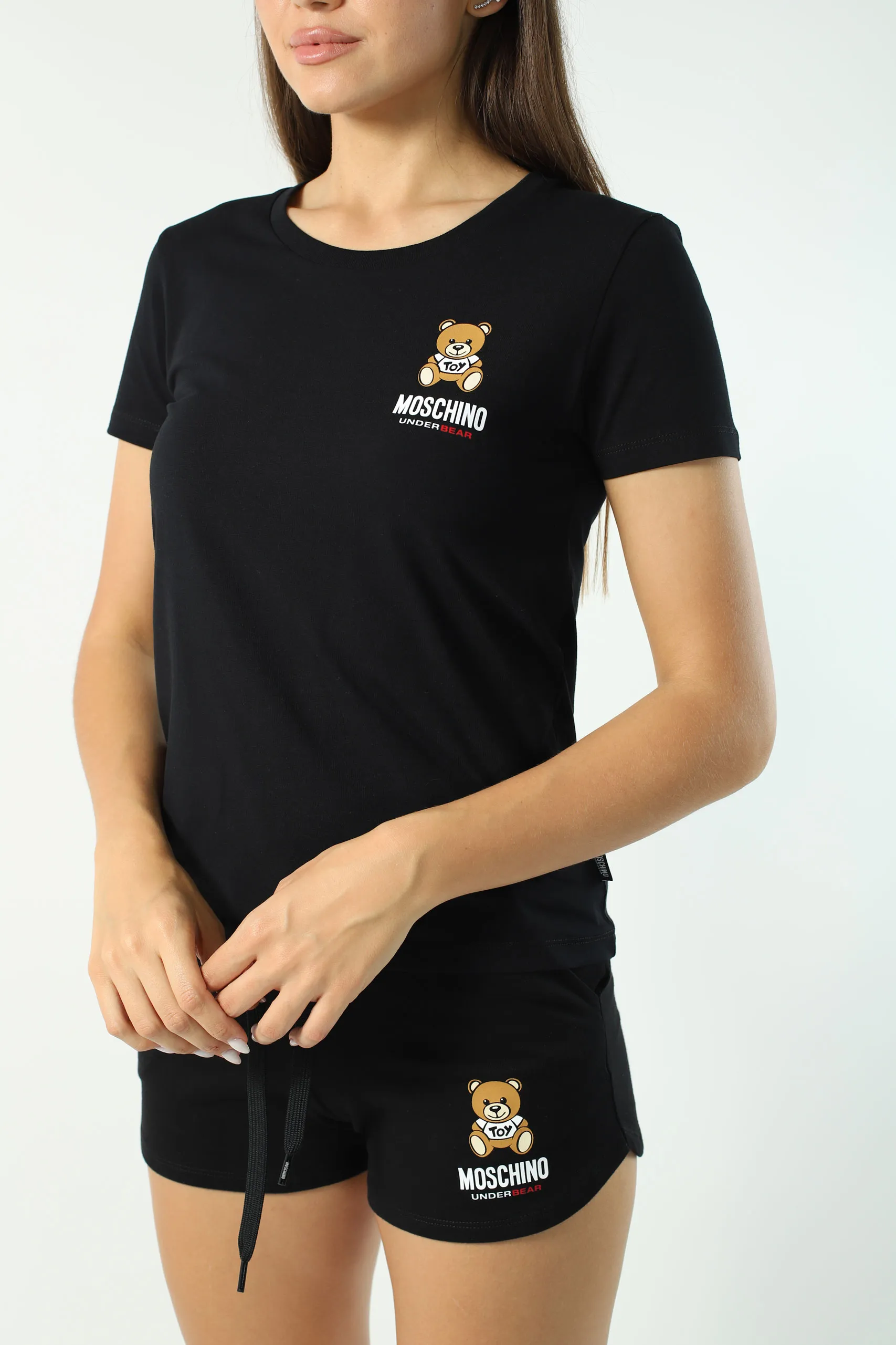 Camiseta negra slim fit con logo oso underbear