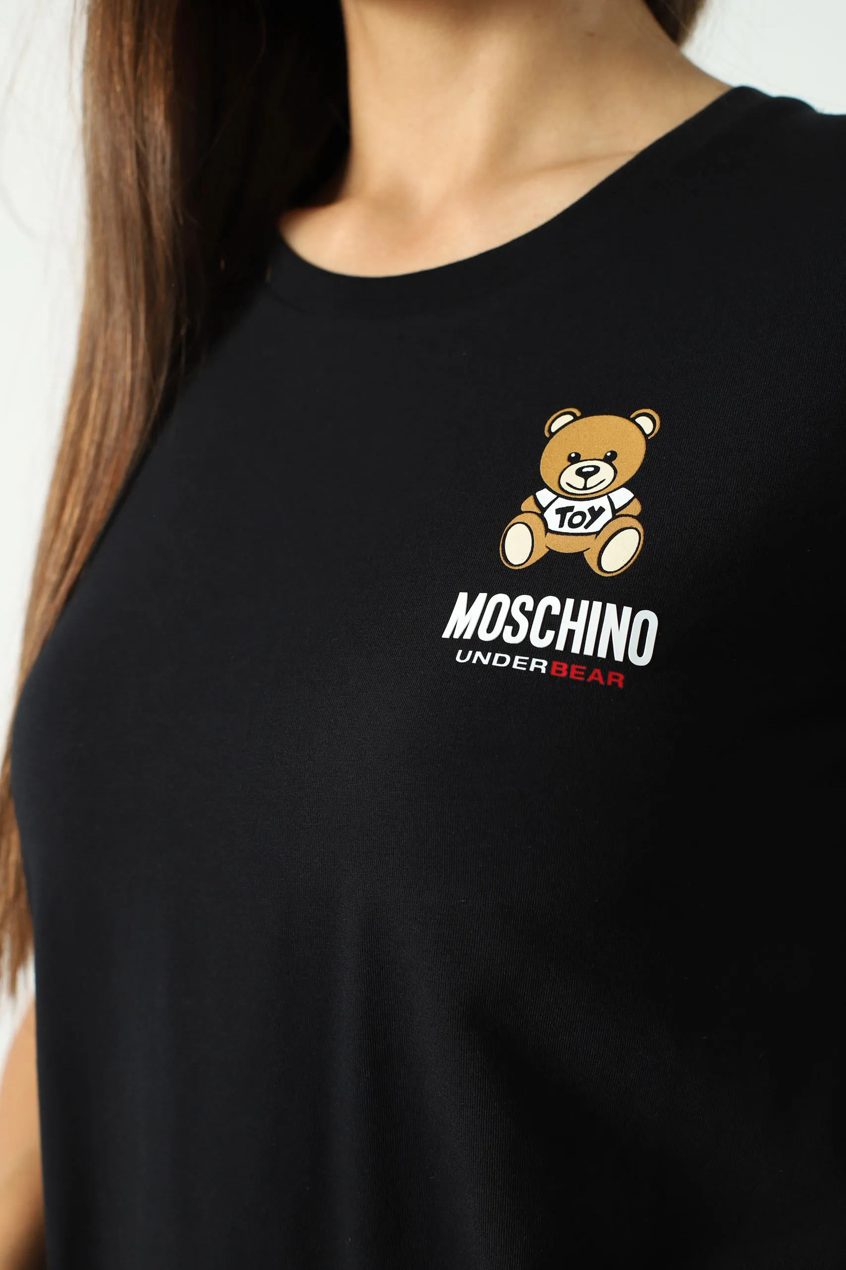 Camiseta negra slim fit con logo oso underbear