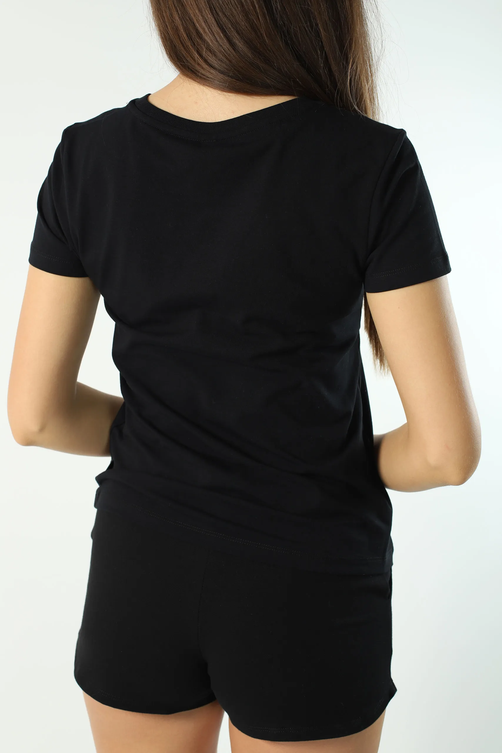 Camiseta negra slim fit con logo oso underbear