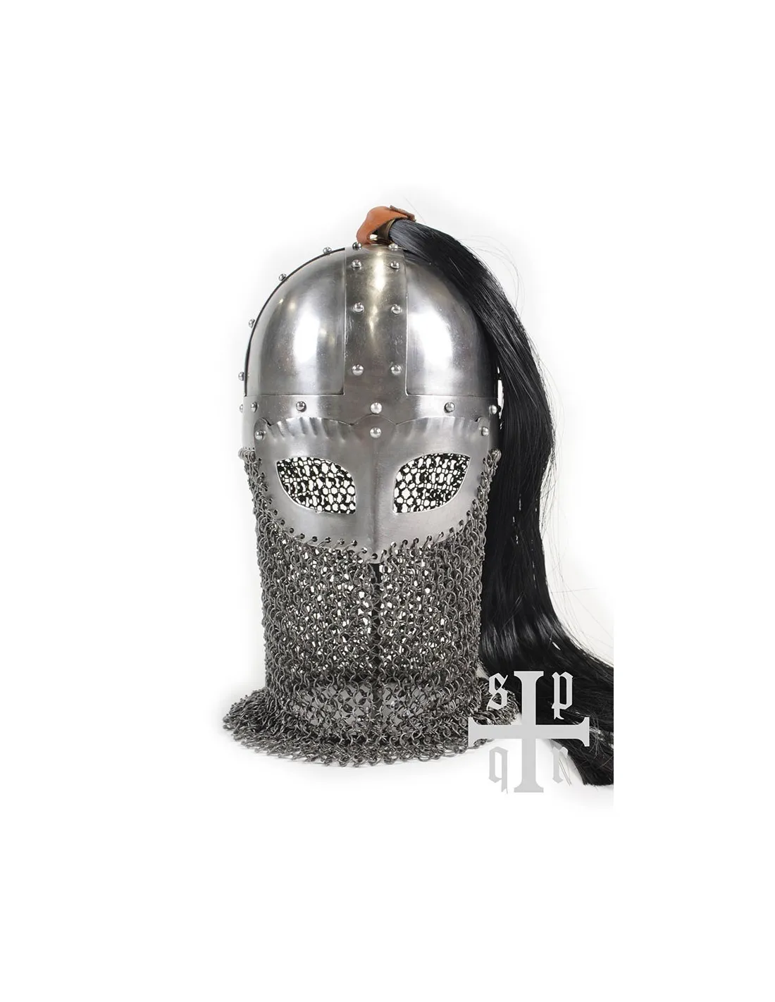 Casco Vikingo funcional con antifaz, verdugo y cabello incorporado