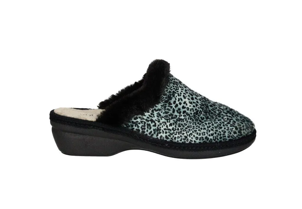 Chinela Animal Print Negr0 Filo Pelo CuÑa Baja