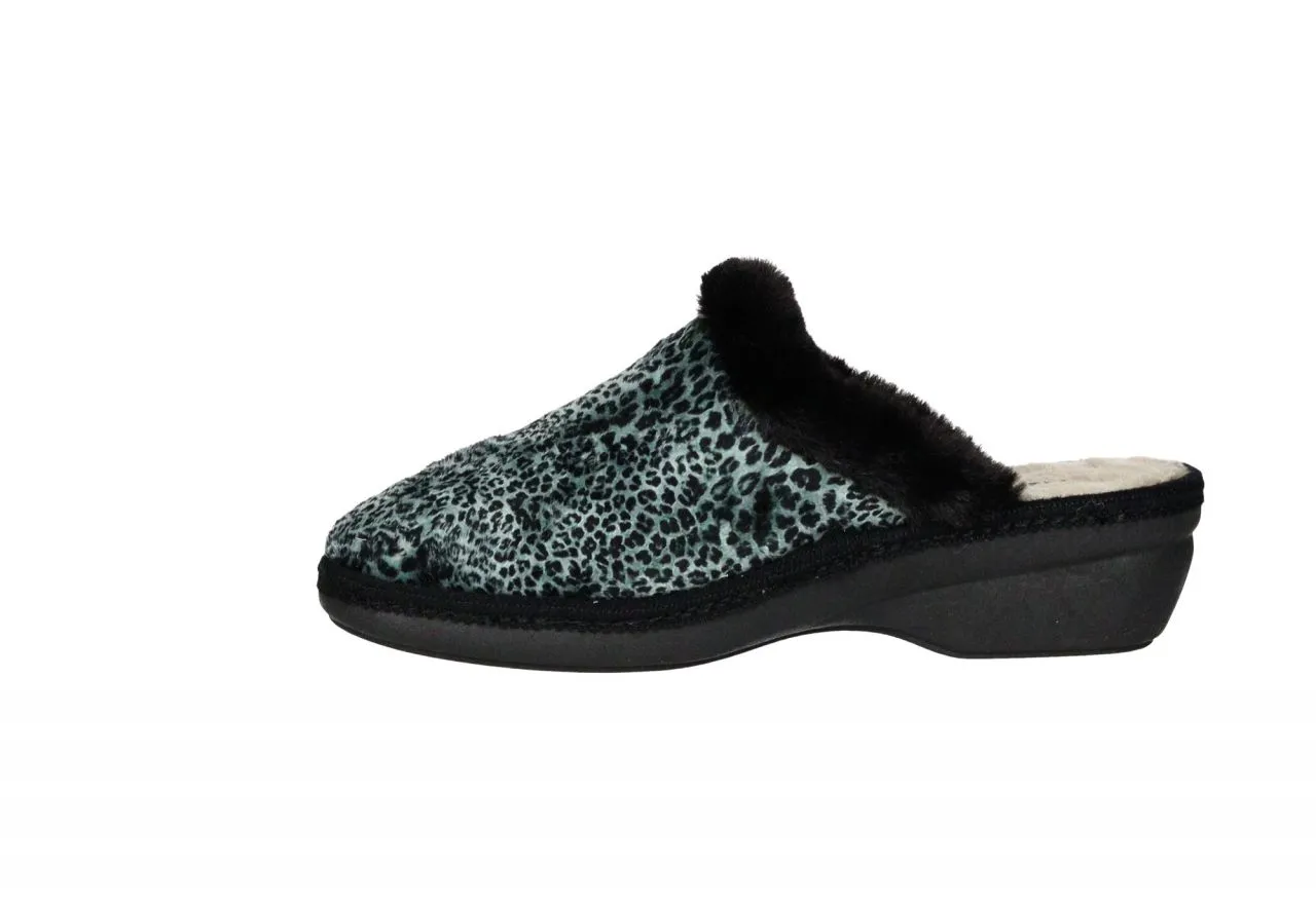 Chinela Animal Print Negr0 Filo Pelo CuÑa Baja