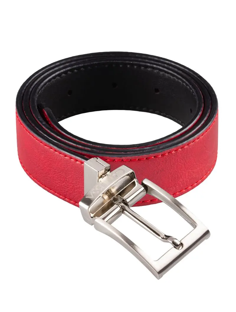 Cinturón reversible negro y rojo 100% vegano