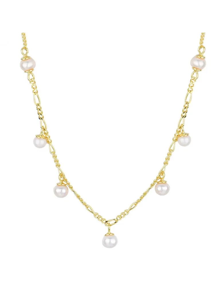 Collar Plata Dorada Perlas Niña Mujer Promojoya