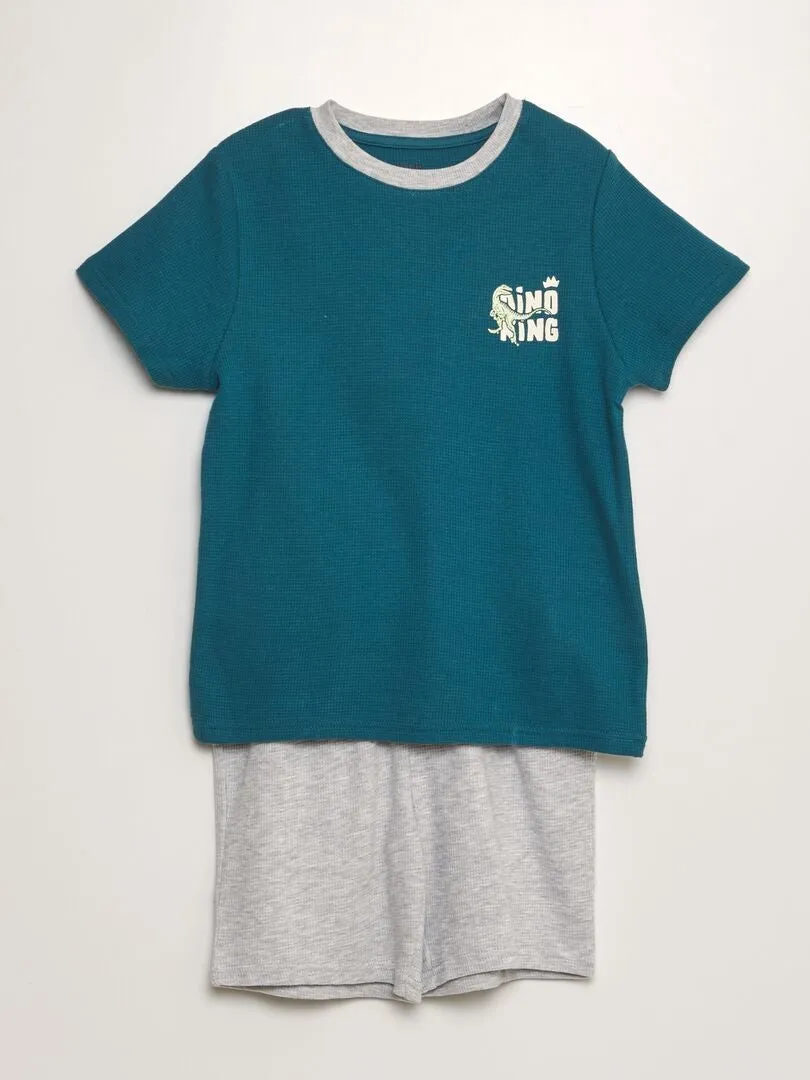 CONJUNTO DE PIJAMA DE NIDO DE ABEJA  2 PIEZAS  VERDE