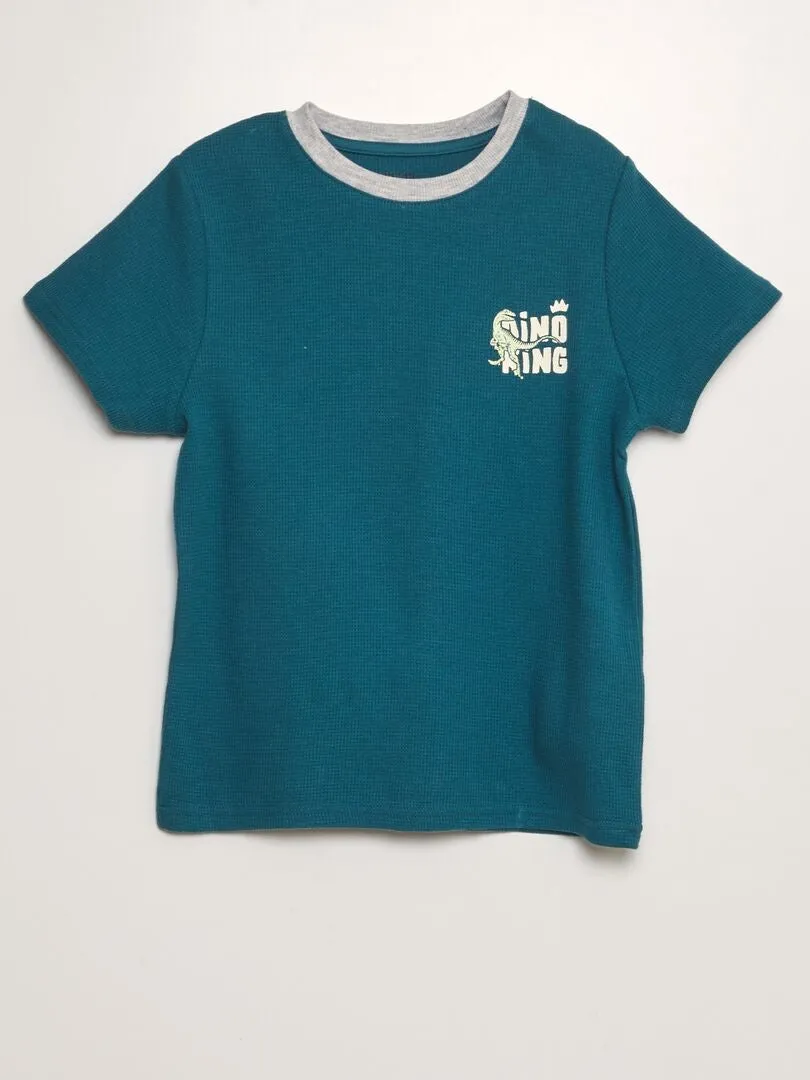 CONJUNTO DE PIJAMA DE NIDO DE ABEJA  2 PIEZAS  VERDE