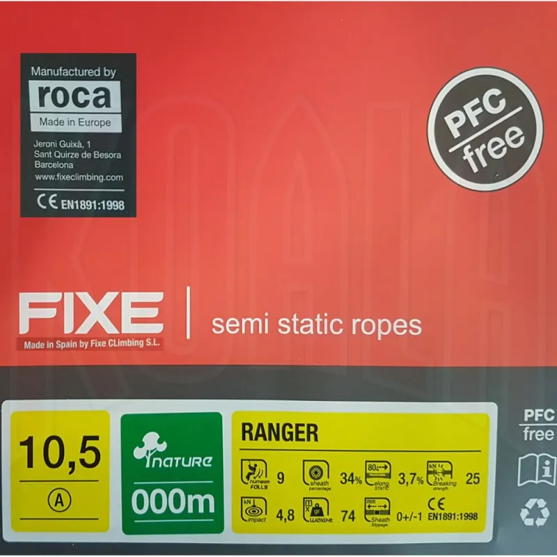 Cuerda Semiestática negra RANGER 10.5mm Fixe Climbing