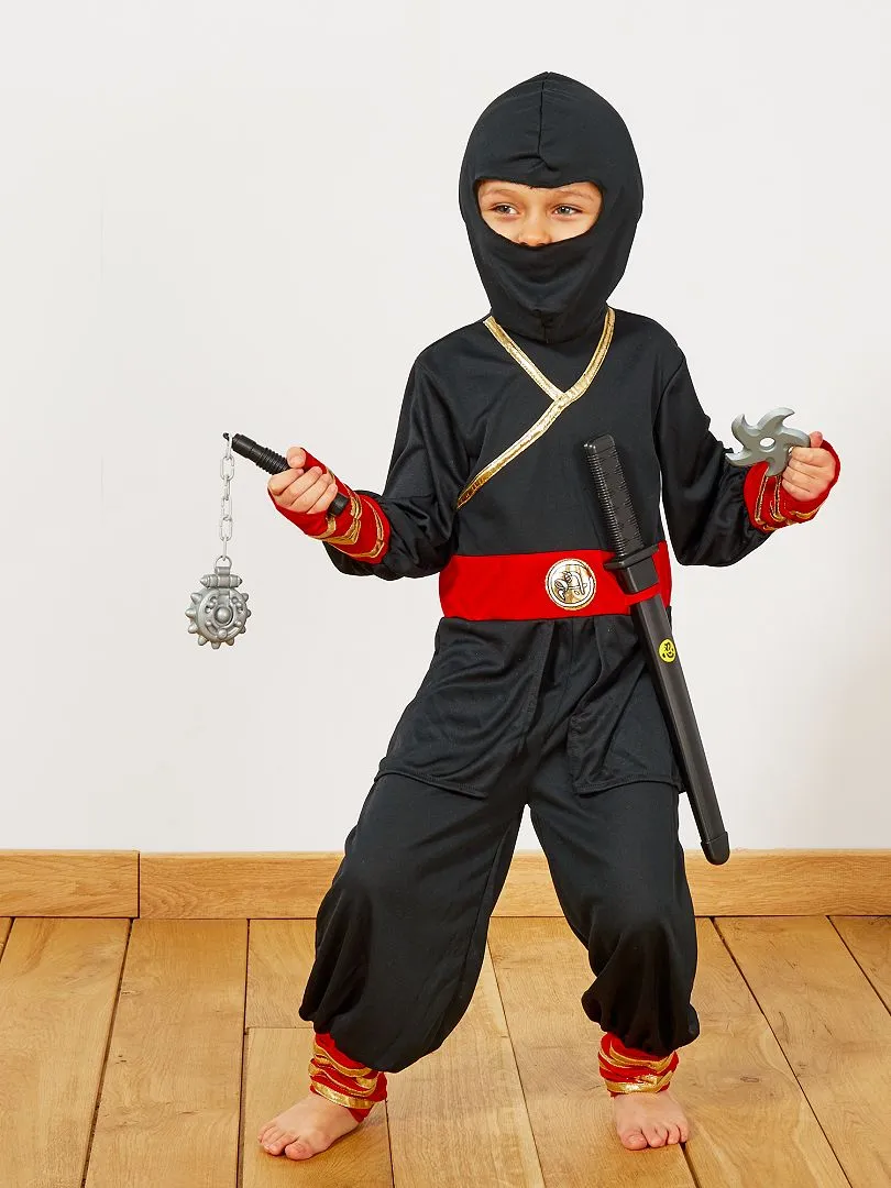 DISFRAZ DE NINJA + ACCESORIOS  NEGRO/ROJO
