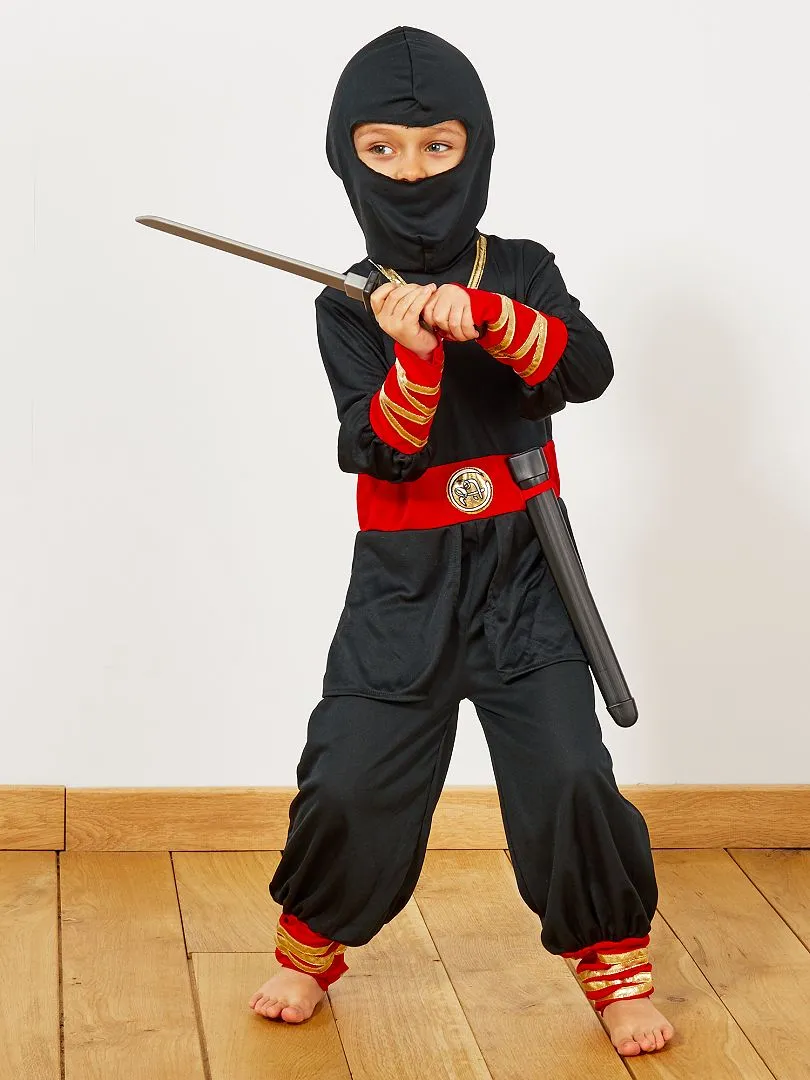 DISFRAZ DE NINJA + ACCESORIOS  NEGRO/ROJO