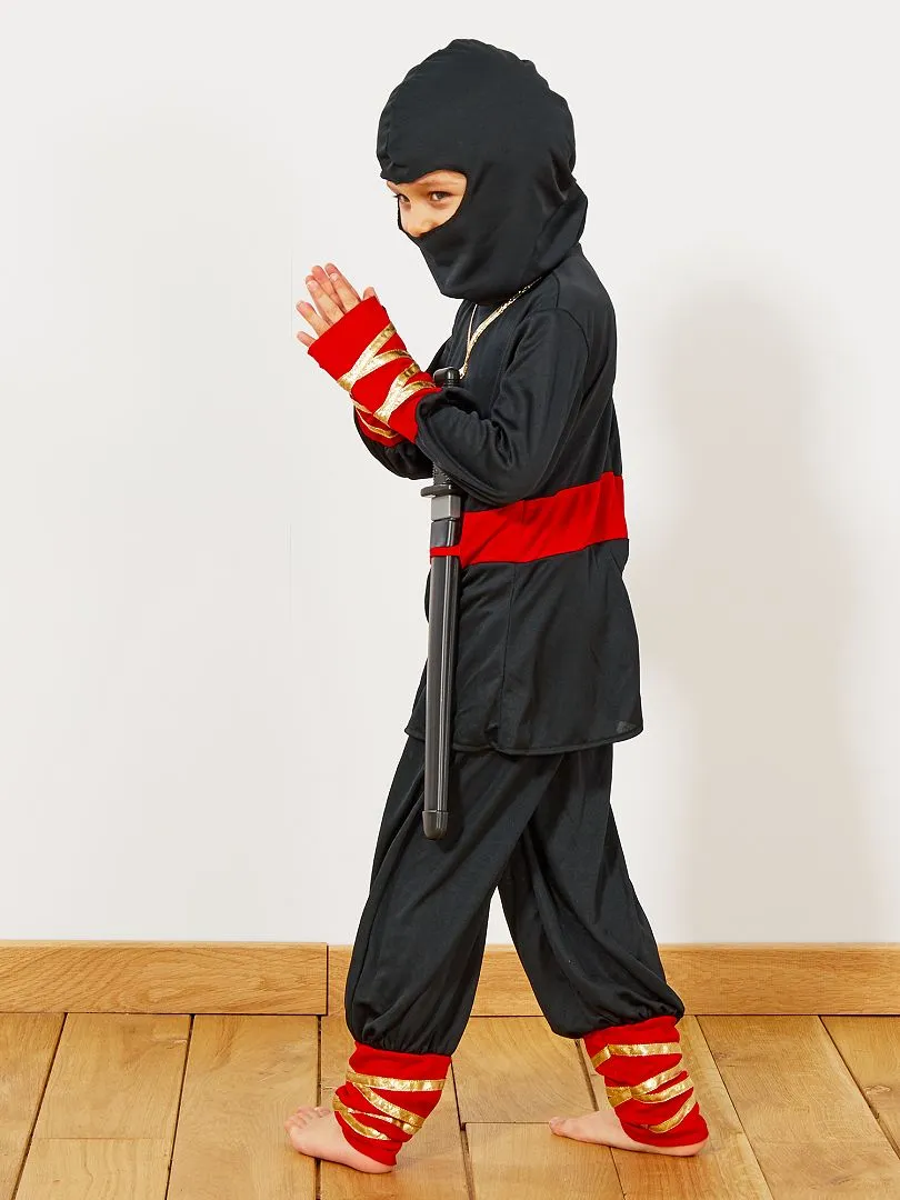 DISFRAZ DE NINJA + ACCESORIOS  NEGRO/ROJO