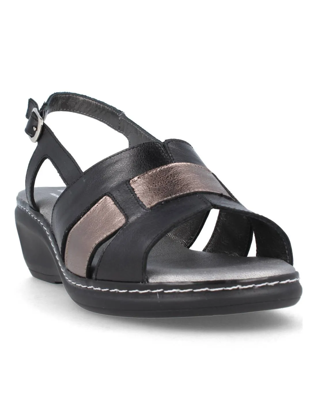 DOCTOR CUTILLAS  SANDALIA TIRAS DELANTERAS COMBINADA NEGRO