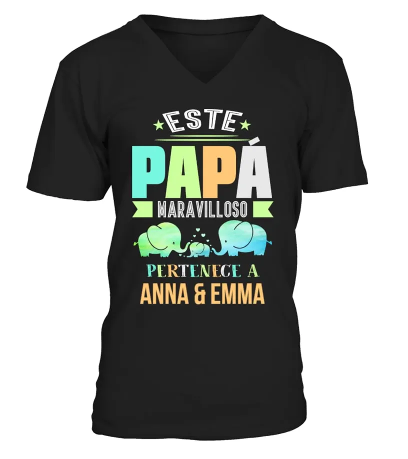 Este papá maravilloso pertenece a Anna & Emma Camiseta cuello en V Unisex