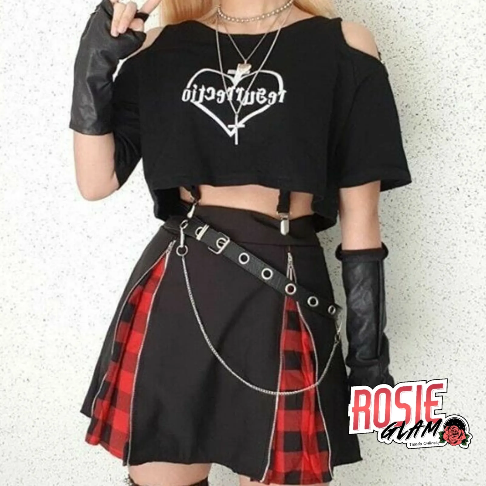 FALDA CIERRES ESCOCESA  ROSIEGLAM