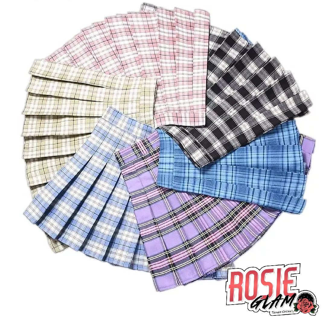 FALDA PLISADA ESCOSESA COLORES  ROSIEGLAM