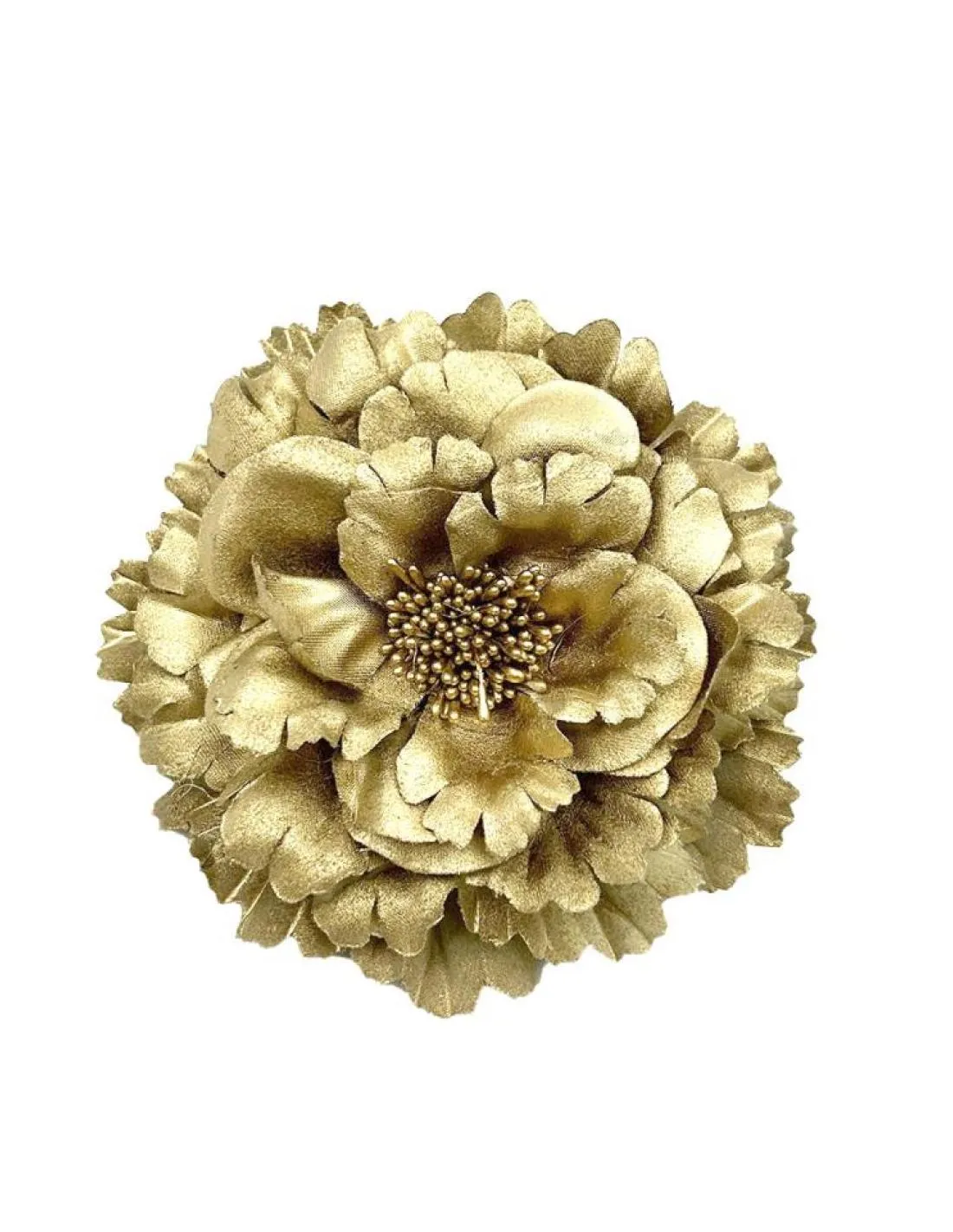 FLORES DE FIESTA DORADAS PARA BODAS Y BAUTIZOS ES BROCHE Y PINZA PARA CABELLO