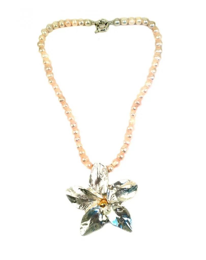 GARGANTILLA PERLAS CON FLOR