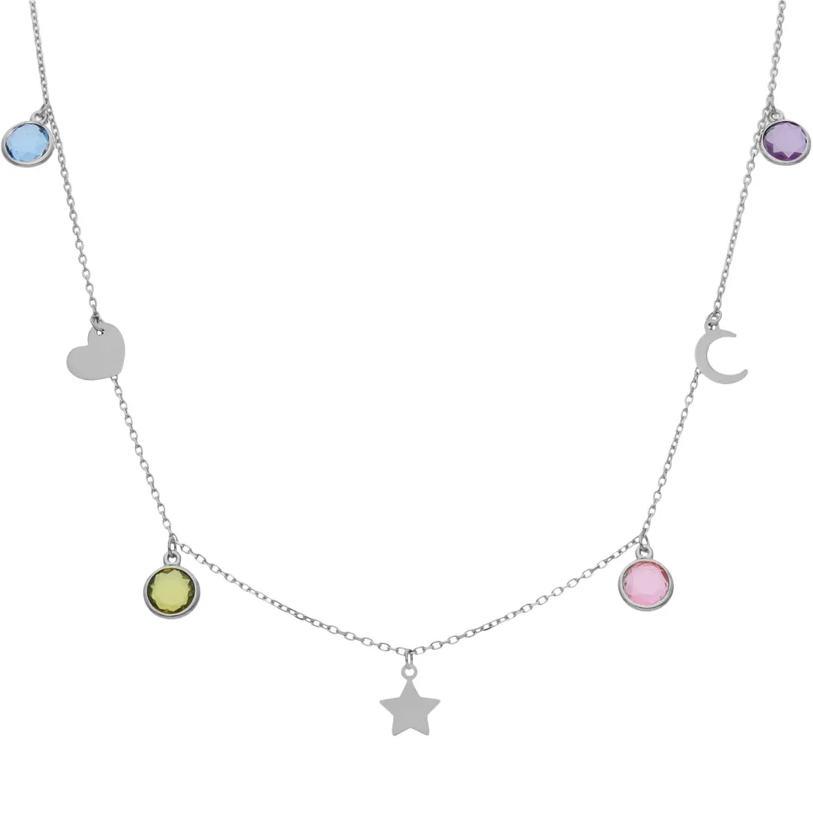 Gargantilla Plata Charms y Piedras