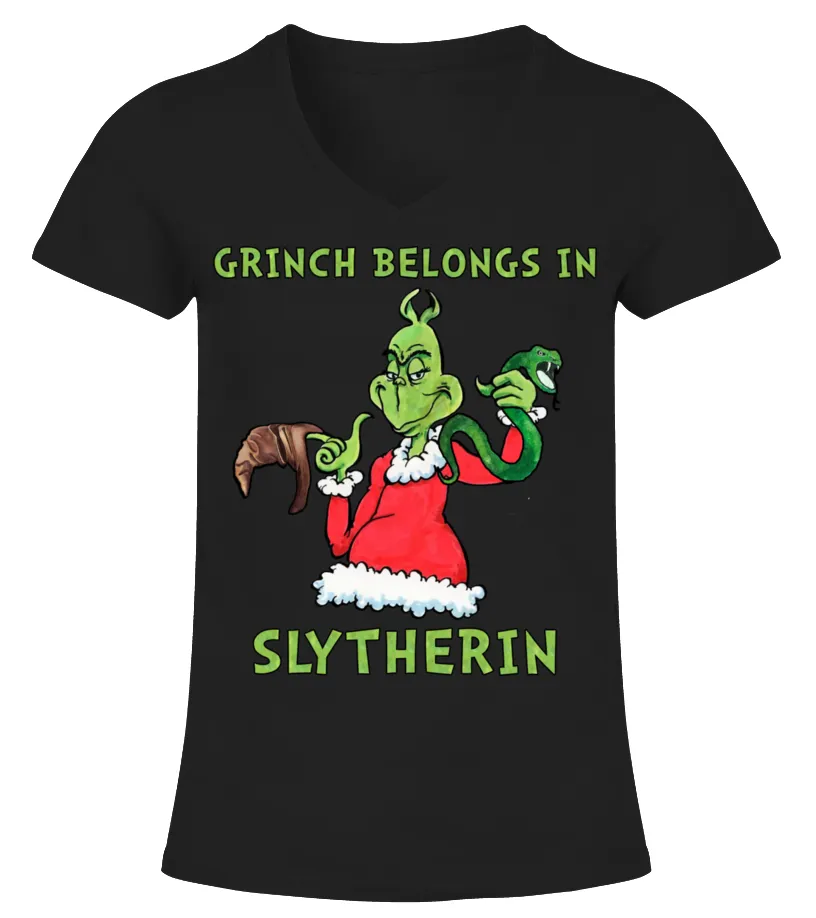 Grinch Slytherin Camiseta cuello pico Mujer