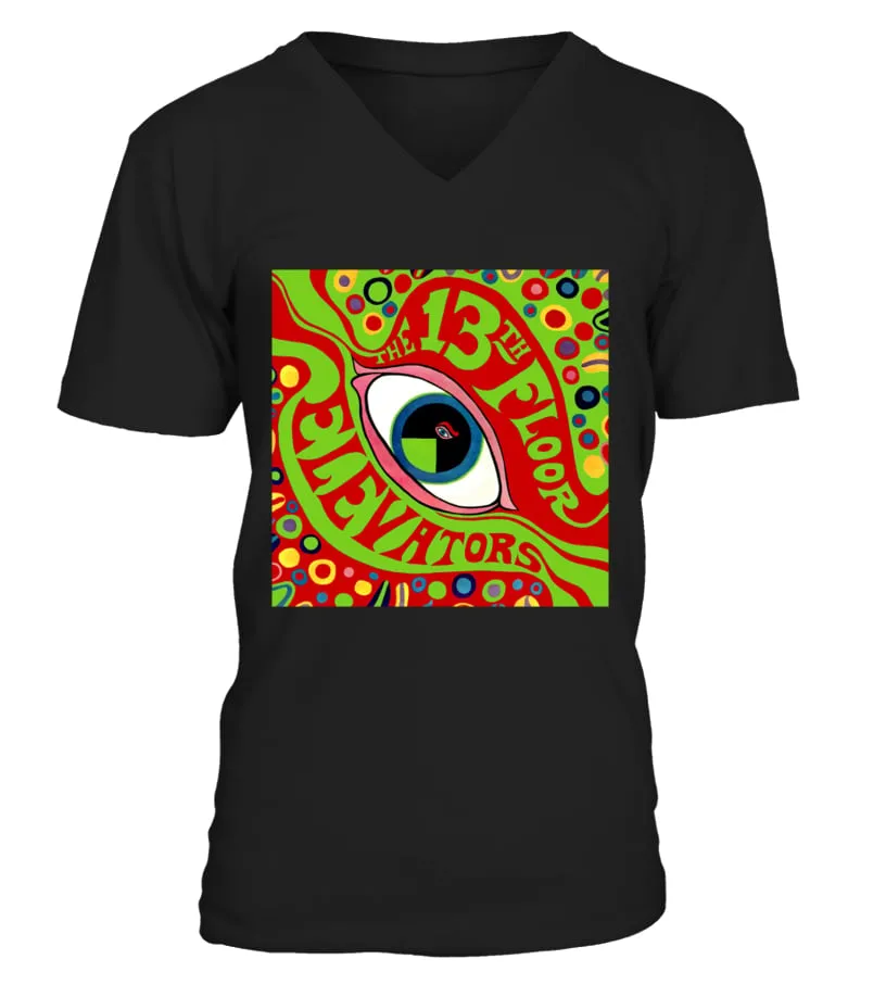 GRR033BK. 13TH FLOOR ELEVATORS  THE PSYCHEDELIC SOUNDS OF THE 13TH FLOOR ELEVATORS CAMISETA CUELLO EN V UNISEX