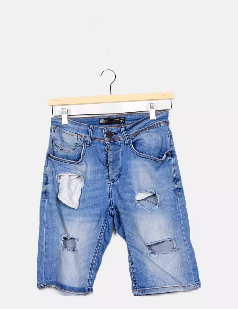 Inside Bermuda denim ripped