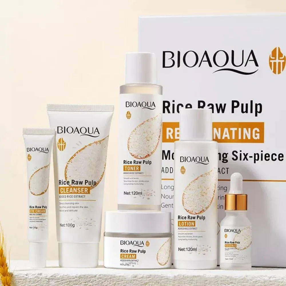 KIT X 5 RUTINA FACIAL ORIENTAL DE ARROZ | TRATAMIENTO FACIAL ANTIEDAD Y ACLARANTE  BIOAQUA