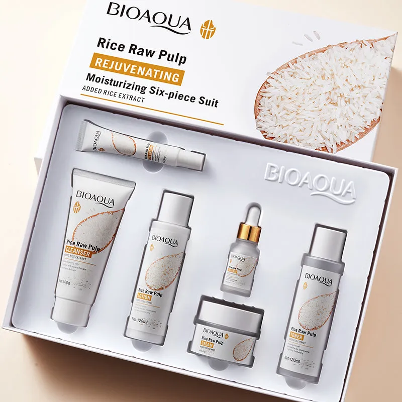 KIT X 5 RUTINA FACIAL ORIENTAL DE ARROZ | TRATAMIENTO FACIAL ANTIEDAD Y ACLARANTE  BIOAQUA