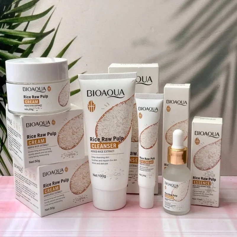 KIT X 5 RUTINA FACIAL ORIENTAL DE ARROZ | TRATAMIENTO FACIAL ANTIEDAD Y ACLARANTE  BIOAQUA
