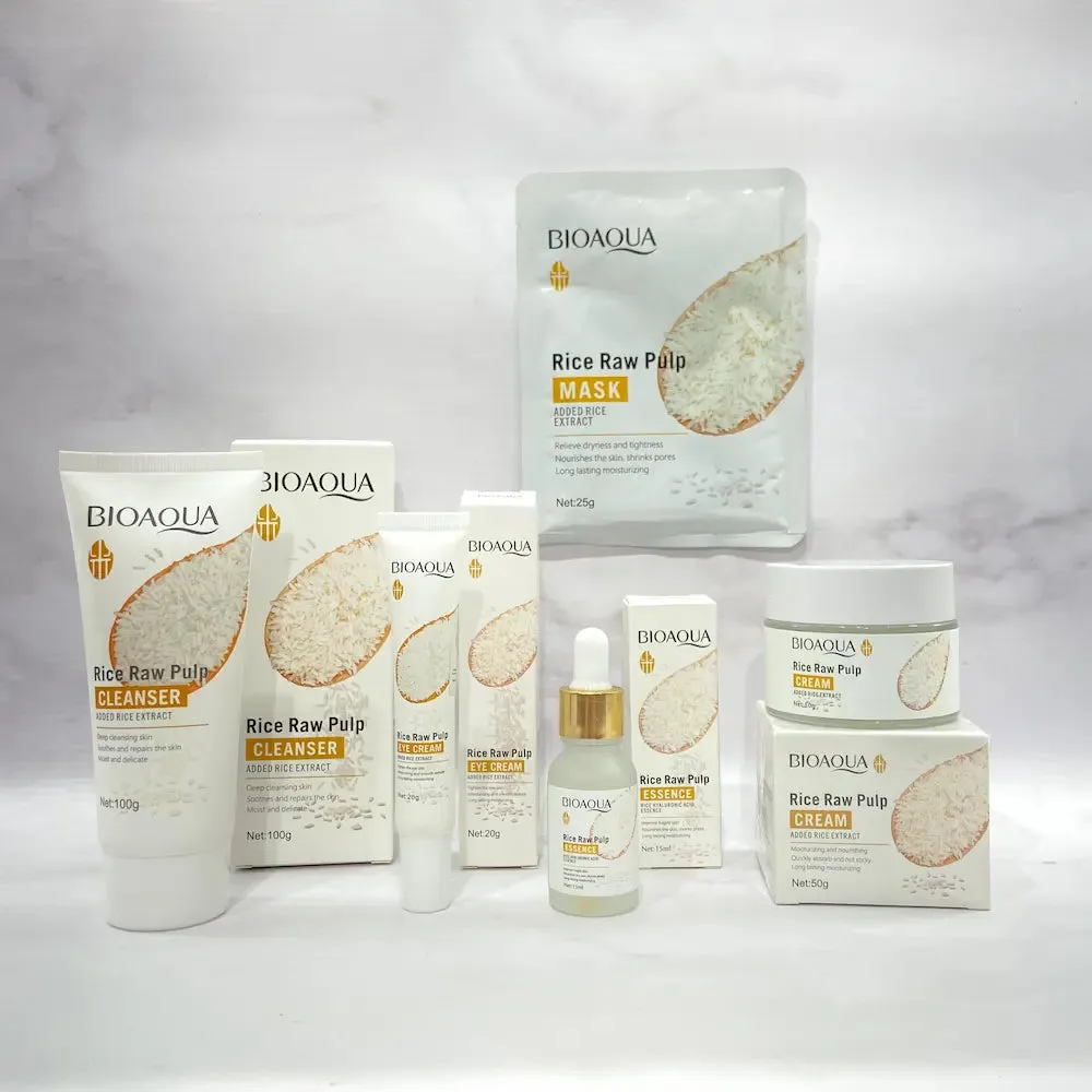 KIT X 5 RUTINA FACIAL ORIENTAL DE ARROZ | TRATAMIENTO FACIAL ANTIEDAD Y ACLARANTE  BIOAQUA