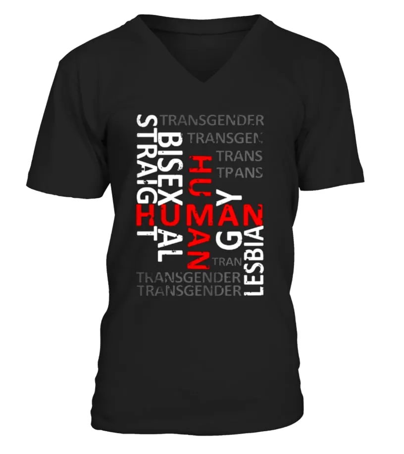 LGBT PRIDE WE ARE HUMAN TSHIRT  lgbt homo gay pride t shirt Camiseta cuello en V Unisex