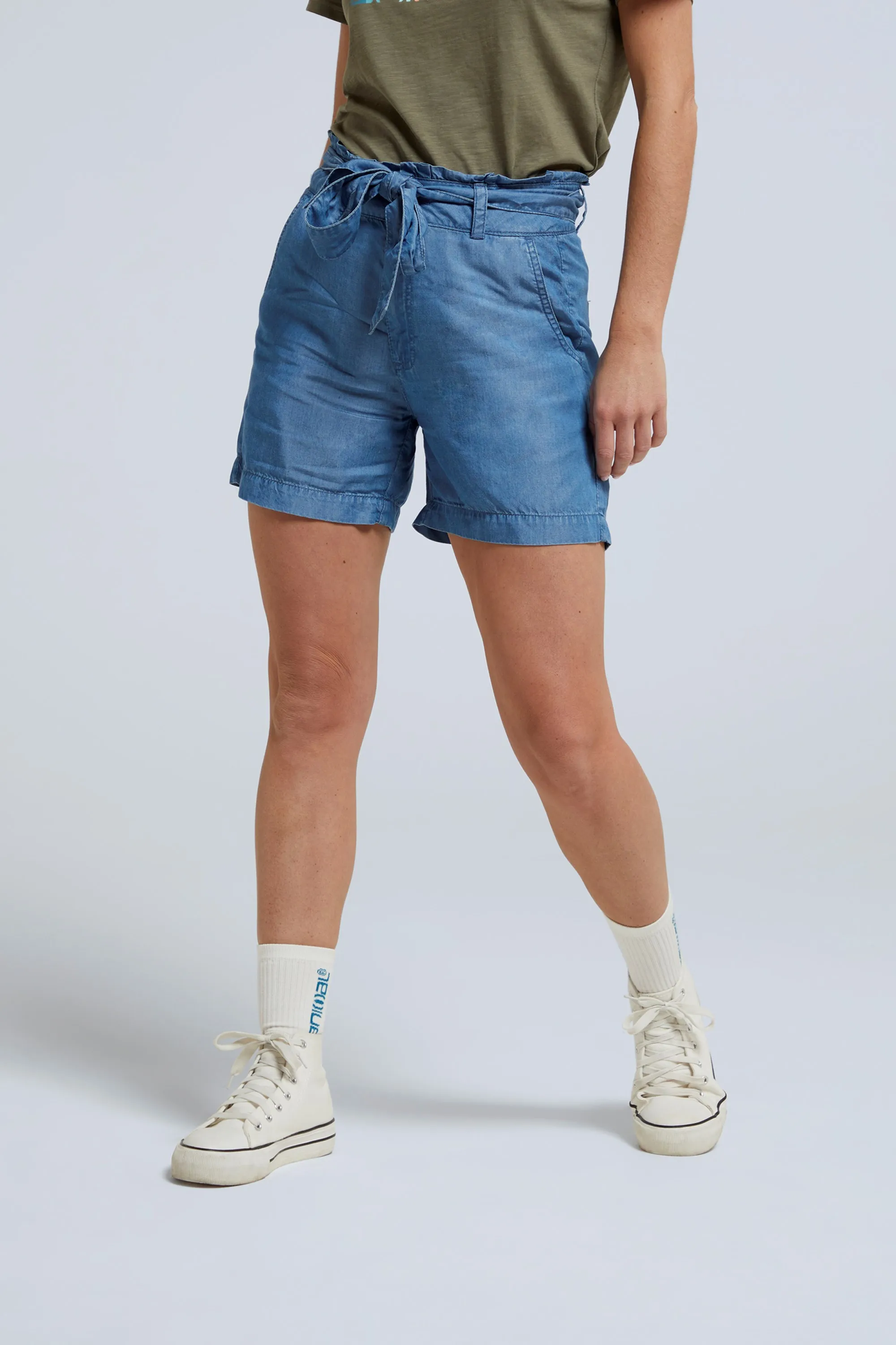 Loren pantalón corto tipo paper bag para mujer