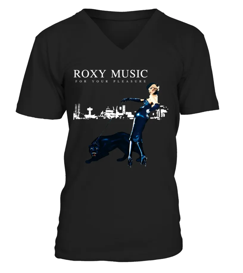 M500351BK. ROXY MUSIC, 'FOR YOUR PLEASURE' CAMISETA CUELLO EN V UNISEX