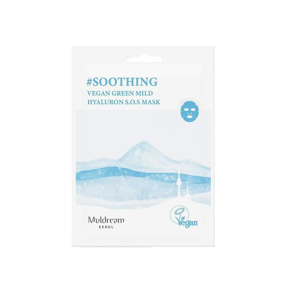 Mascarilla facial Muldream Vegan Green Mild HYALURON s.o.s mask