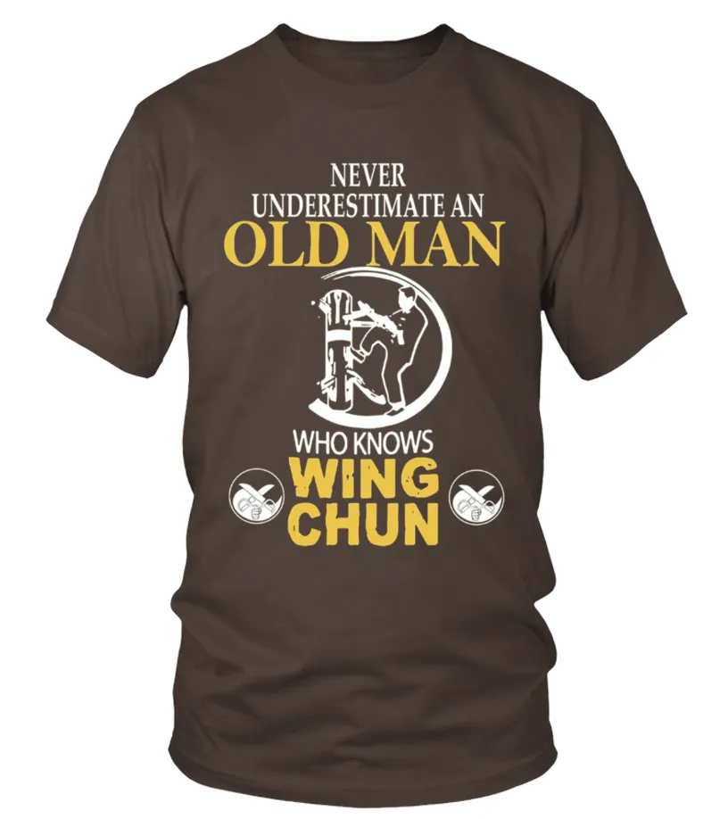 Men S Old Man Knows Wing Chun T Shirt  Wing Chun Lover T Shirt Small Olive Camiseta cuello redondo Unisex