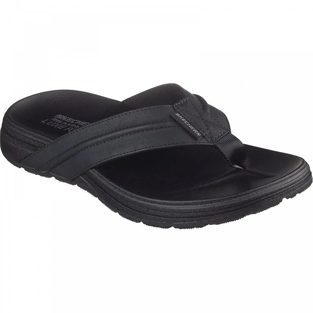 MEN'S SKECHERS PATINO  MARLEE | BLACK | MENS FLIP FLOP SANDALS