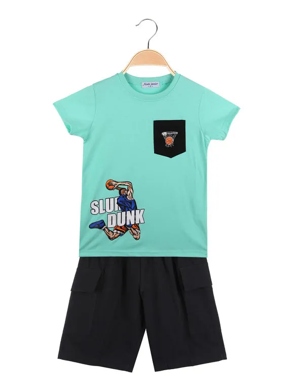 Moda Junior Mono corto de 2 piezas para niño con camiseta + pantalón corto cargo