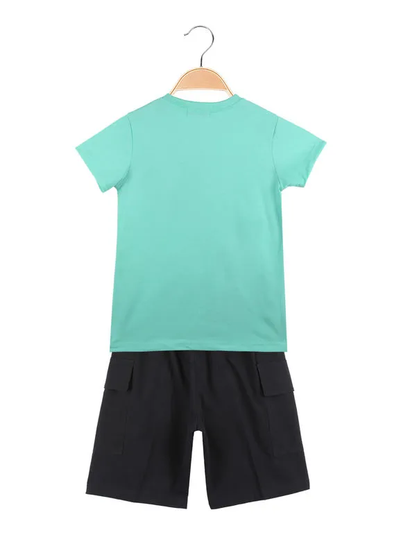 Moda Junior Mono corto de 2 piezas para niño con camiseta + pantalón corto cargo