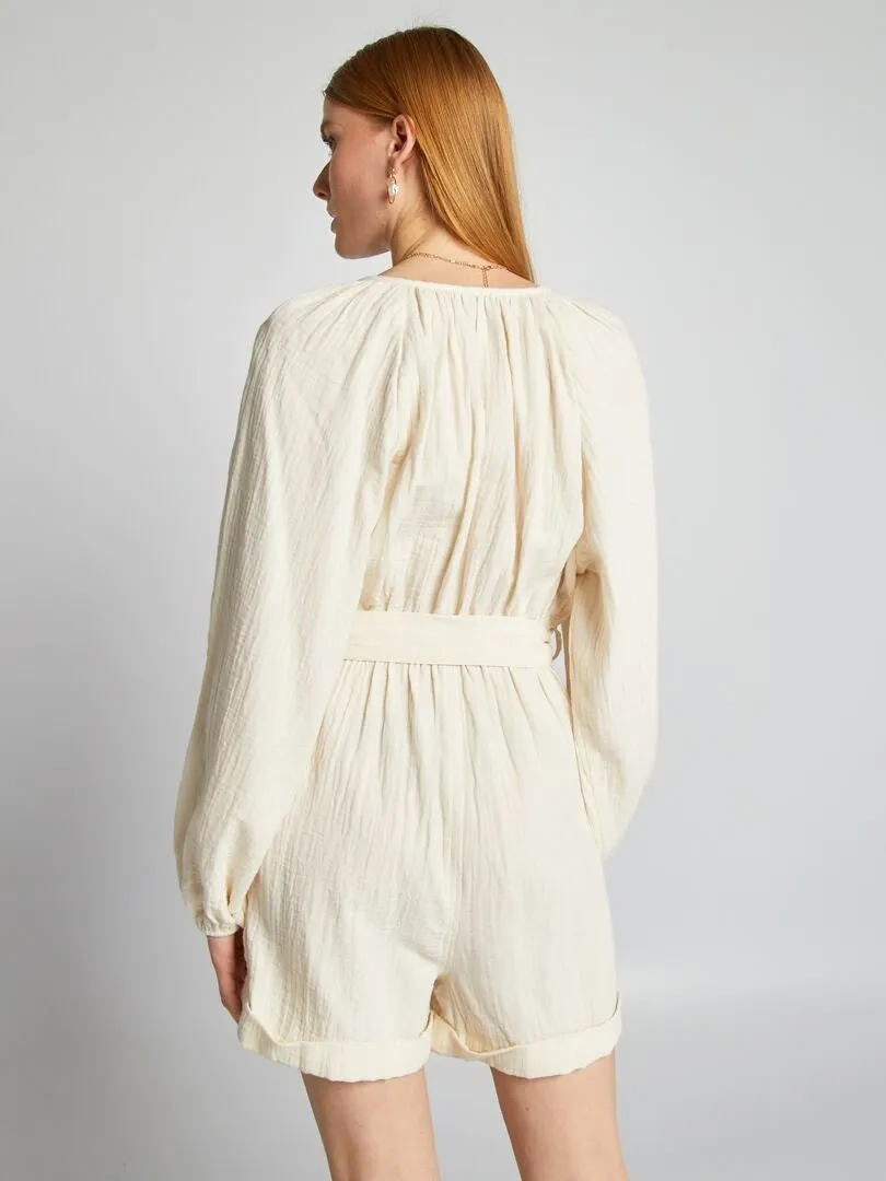 MONO CORTO DE GASA DE ALGODóN  BEIGE