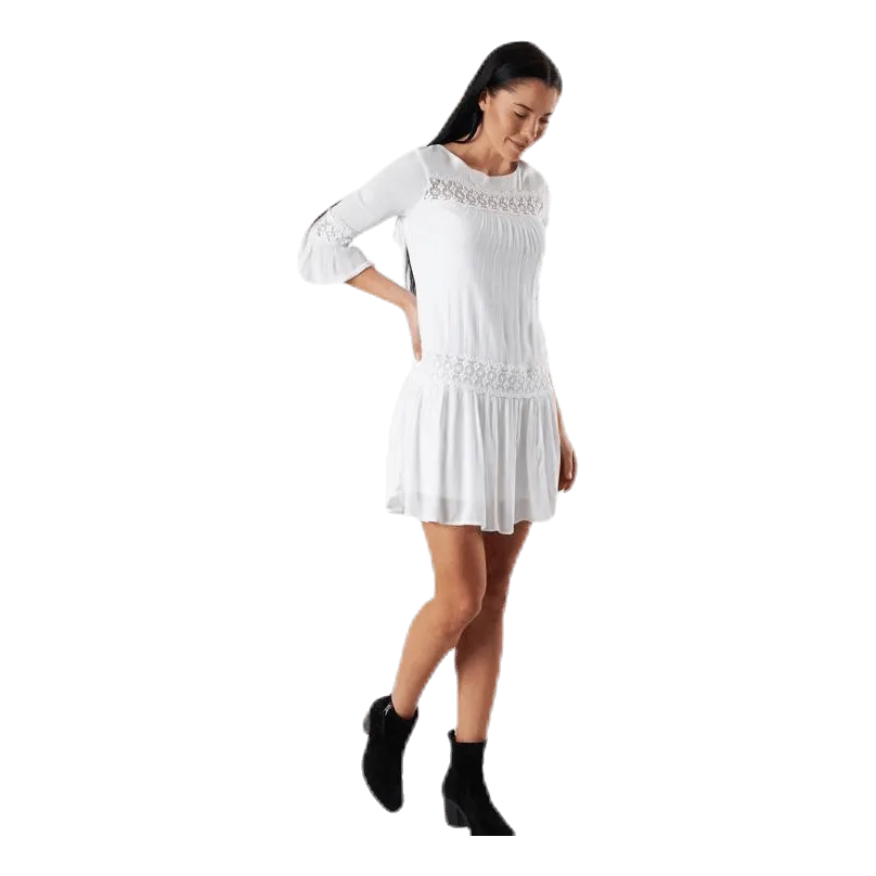 Only Tyra 3/4 Flare Short Dress Wvn White