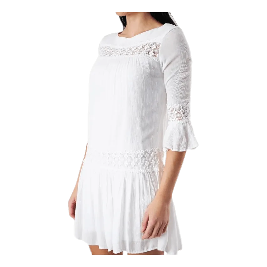 Only Tyra 3/4 Flare Short Dress Wvn White