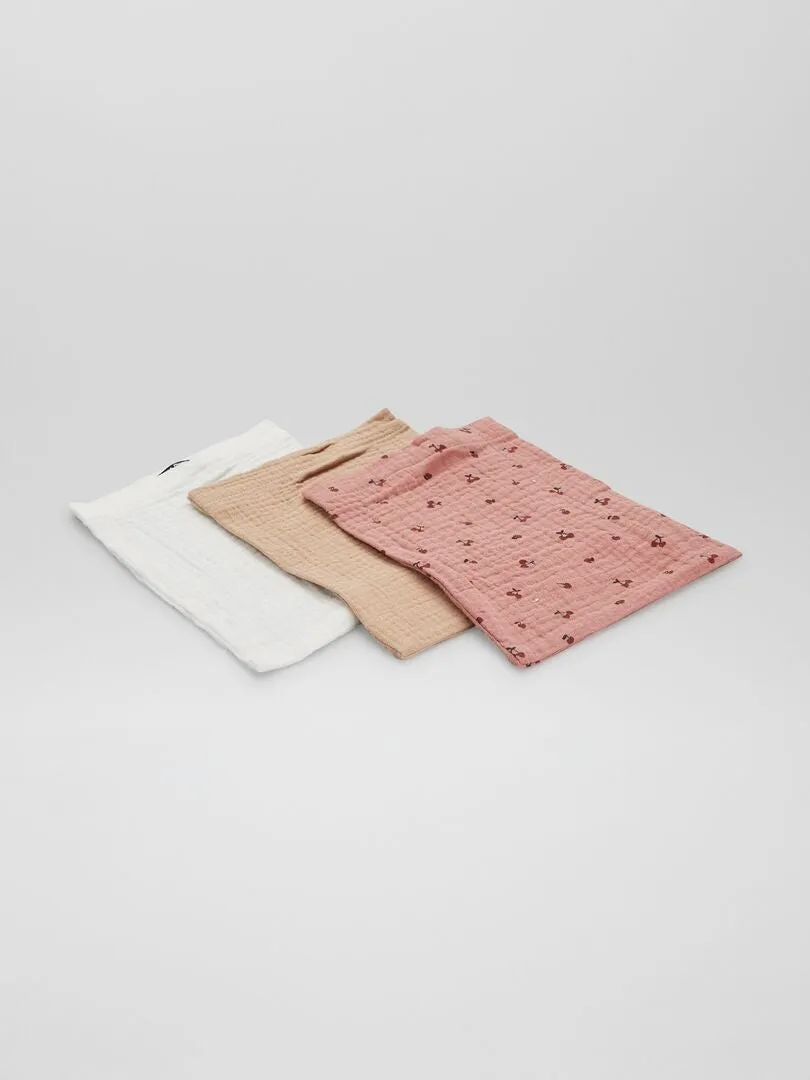 PACK DE 3 MANOPLAS DE BAñO DE FIELTRO  ROSA