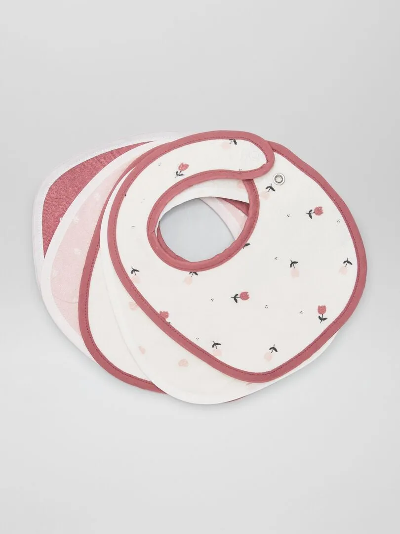 PACK DE 5 BABEROS DE RIZO  ROSA