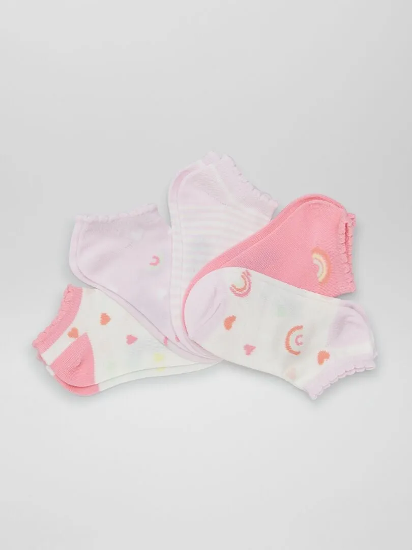 PACK DE 5 CALCETINES DE FANTASíA  ROSA