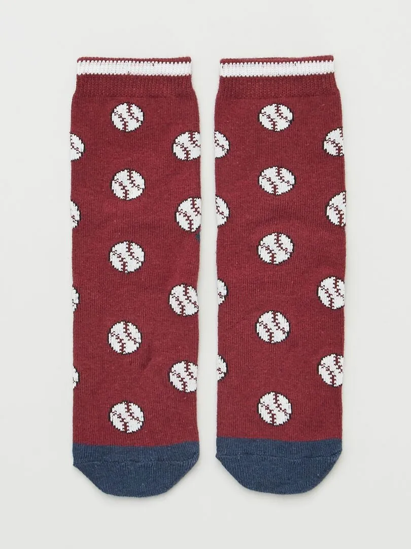 PACK DE 5 PARES DE CALCETINES DE ESTILO DEPORTIVO  ROJO