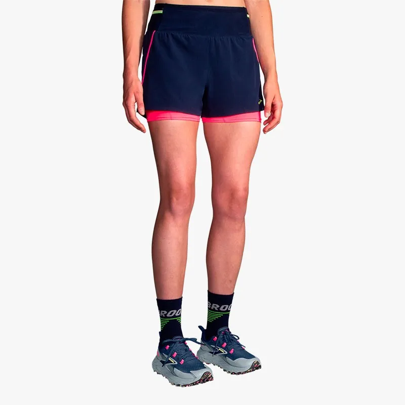 PANTALÓN BROOKS HIGH POINT 3" 2in1 W NAVY/PINK