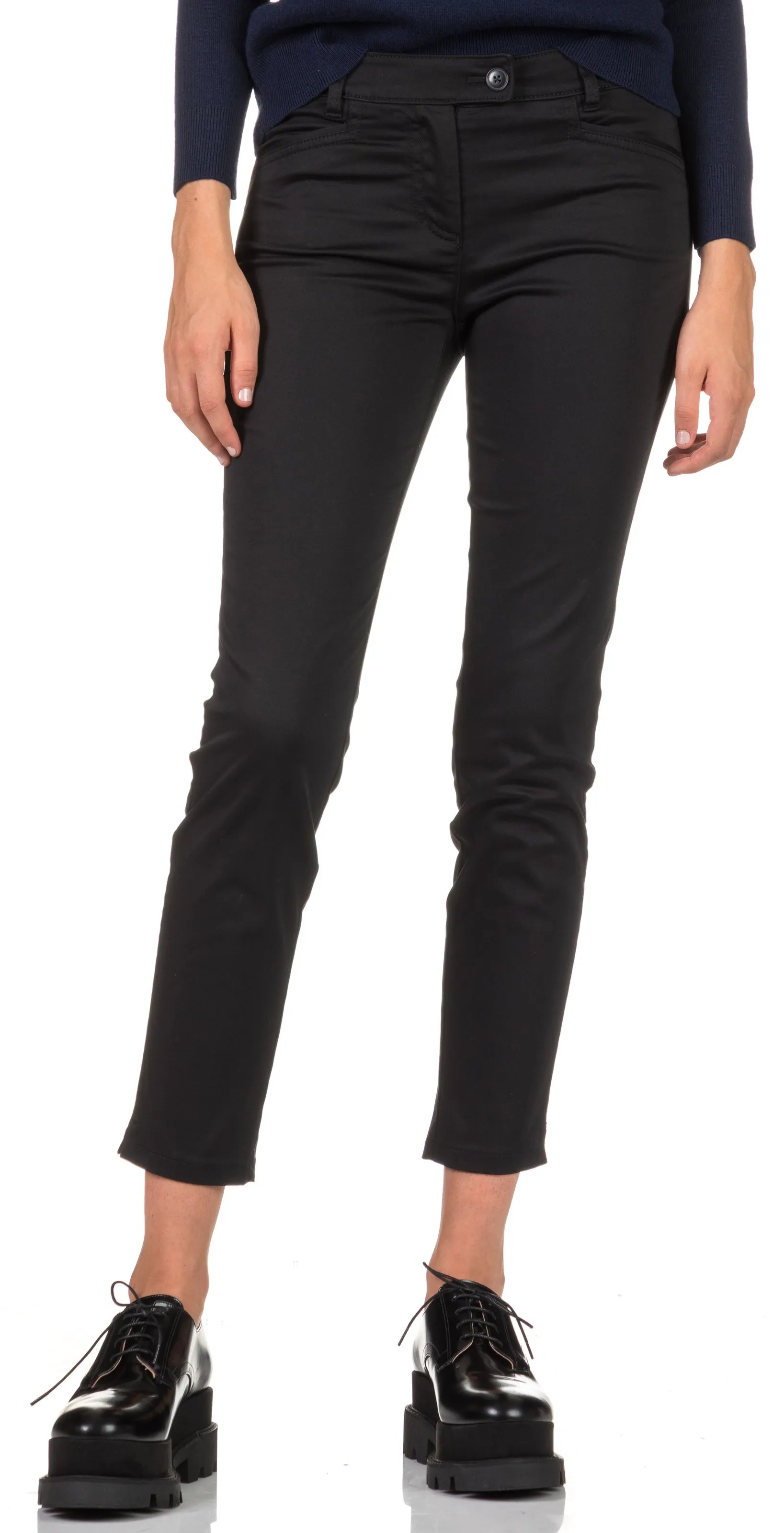 Pantalón slim tobillero de algodón en negro