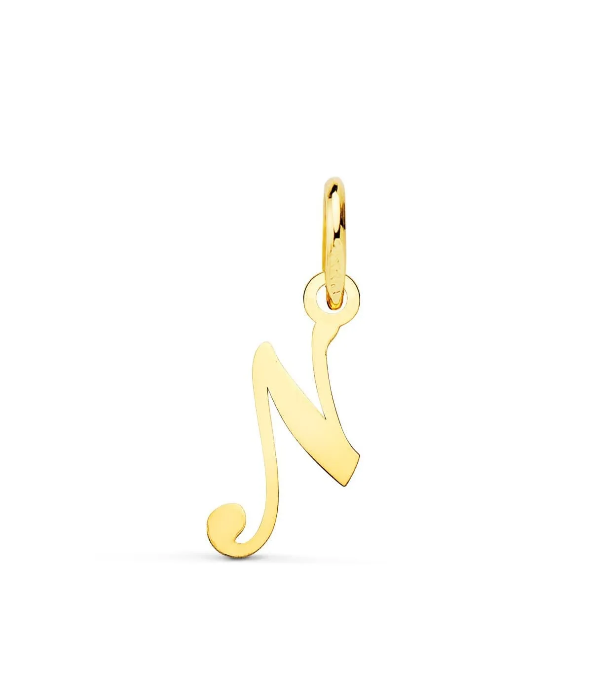 Pendentif initiale N or jaune 18k